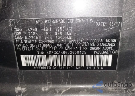 2018 Subaru Impreza 2.0I Premium from USA, damaged, VIN 4S3GKAB66J3600425